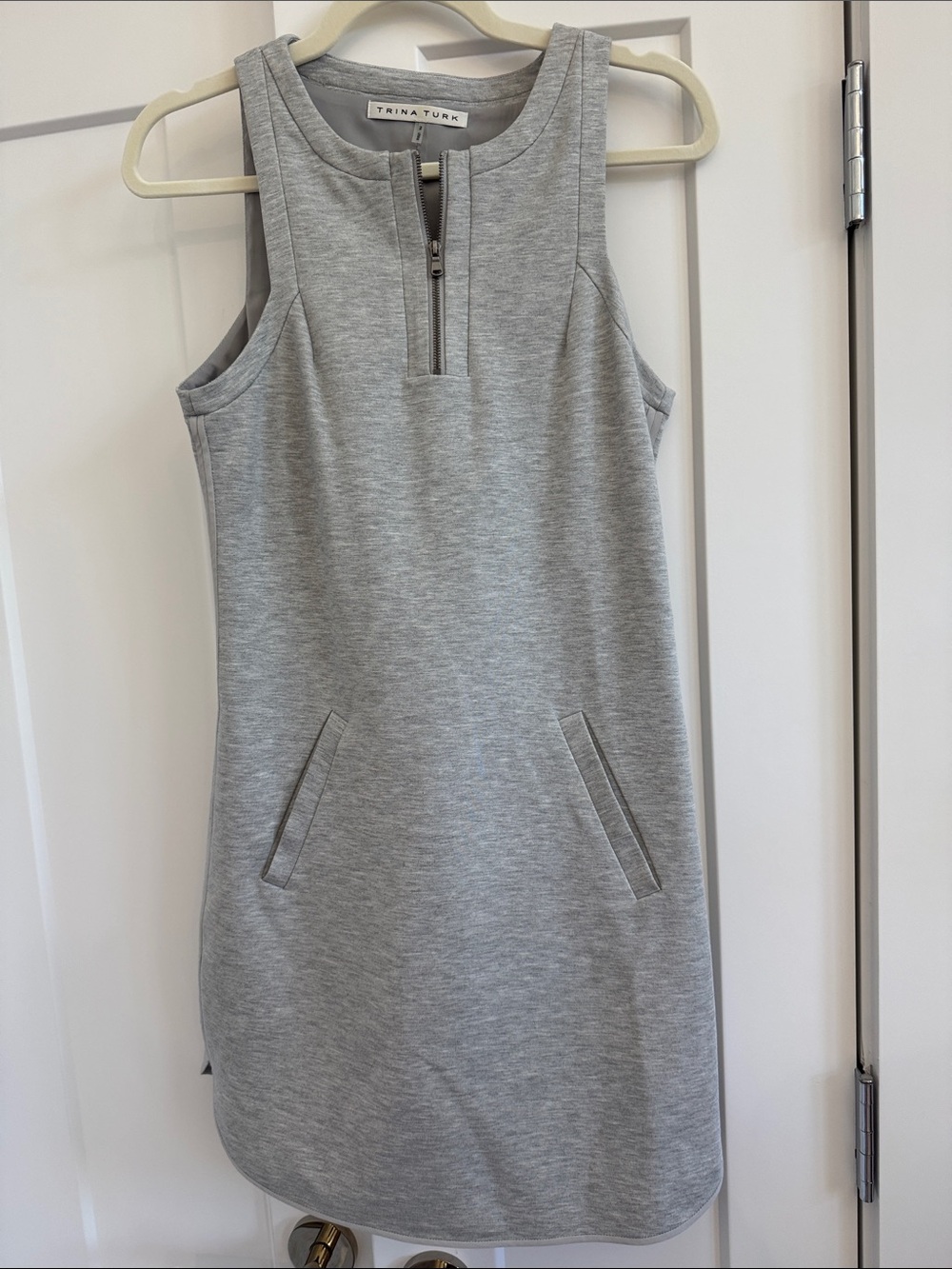 Trina Turk Heather Gray Sleeveless Zip-Front Mini Dress
